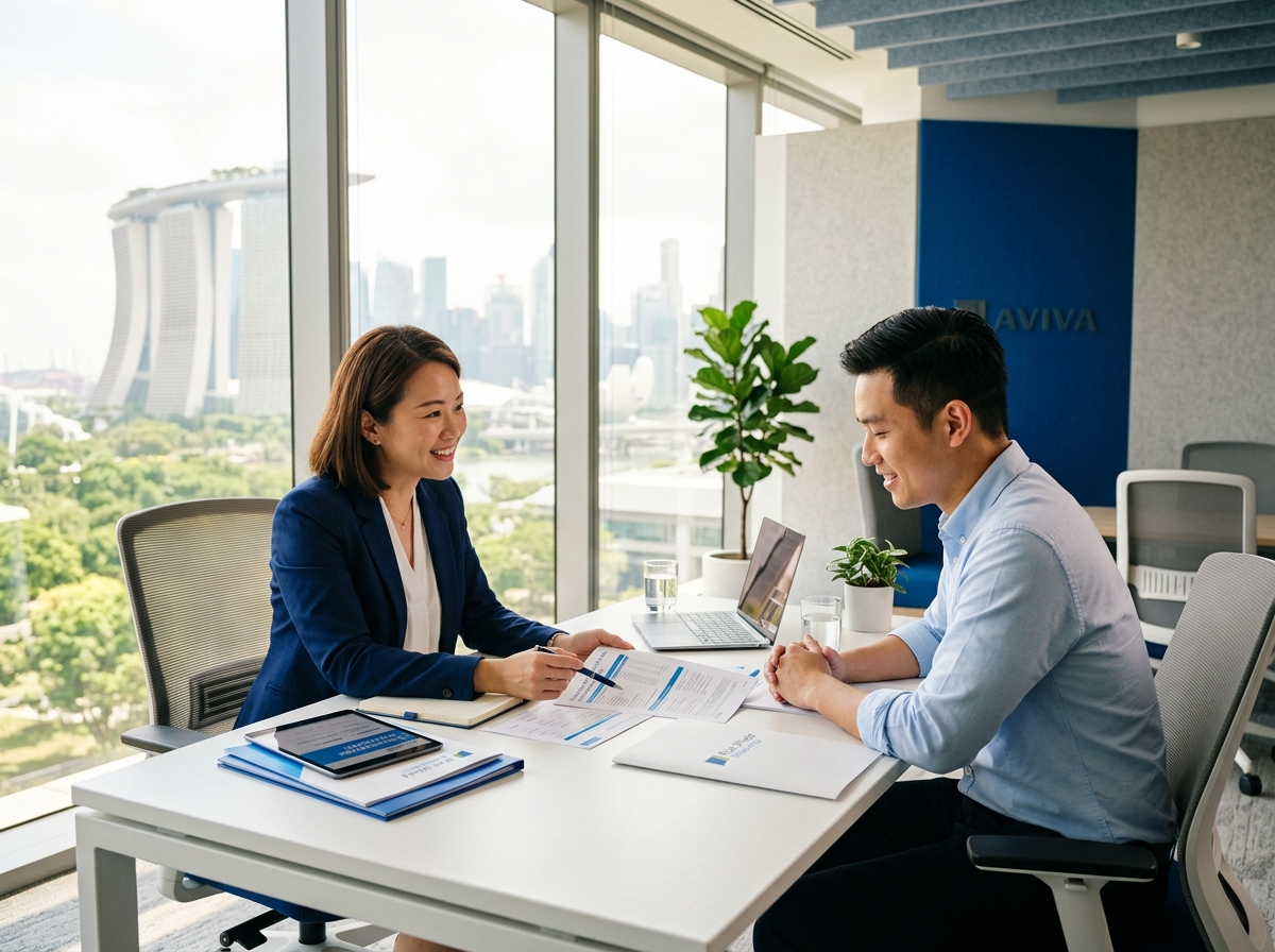 Professional insurance consultation in a Singapore office